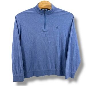 Polo Ralph Lauren Men's Blue Heather 1/4 Zip Long Sleeve Shirt Size 4XB